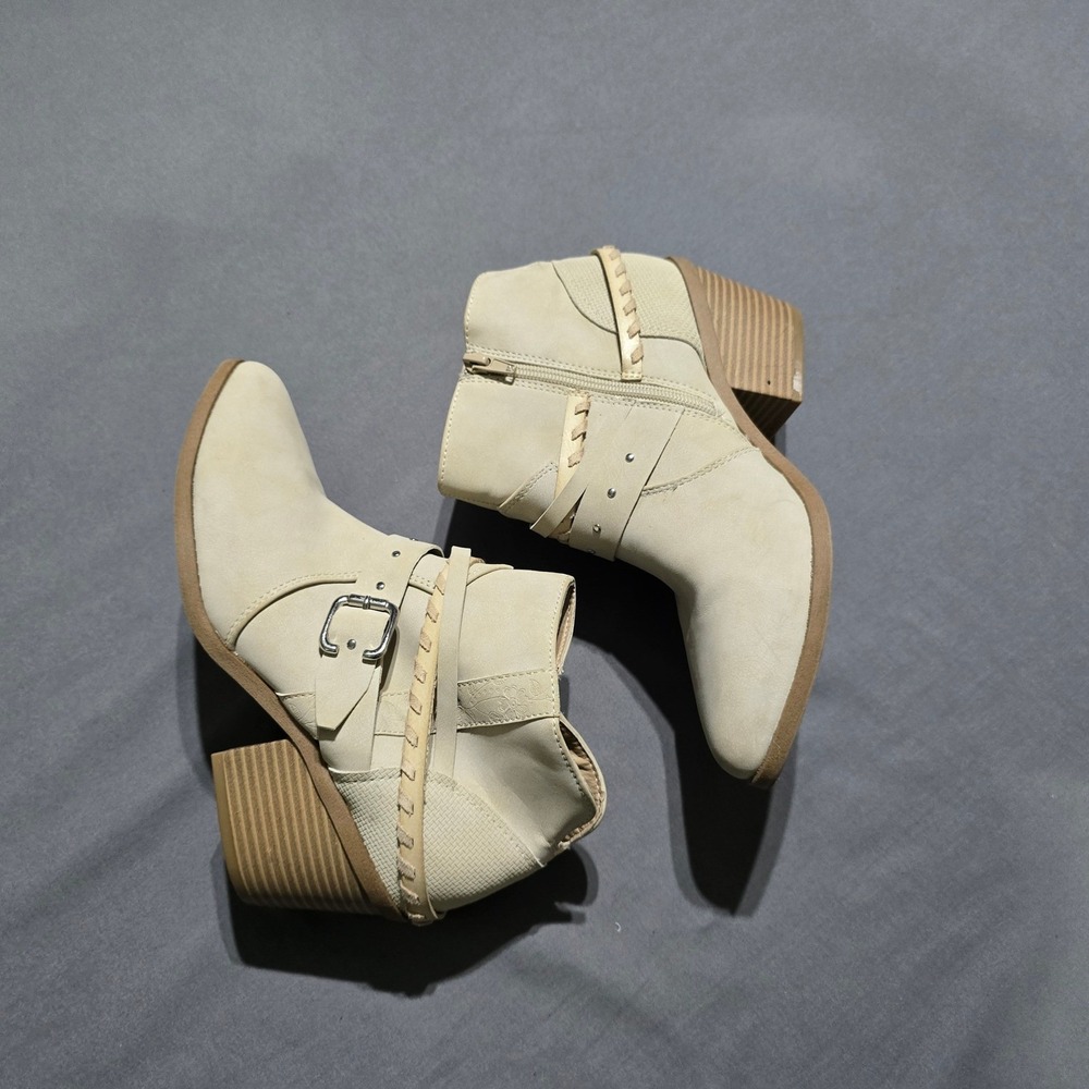 Elsa Ankle Booties Womens 8.5 Cream Braided Studded Boots‎ Boho Western Festival